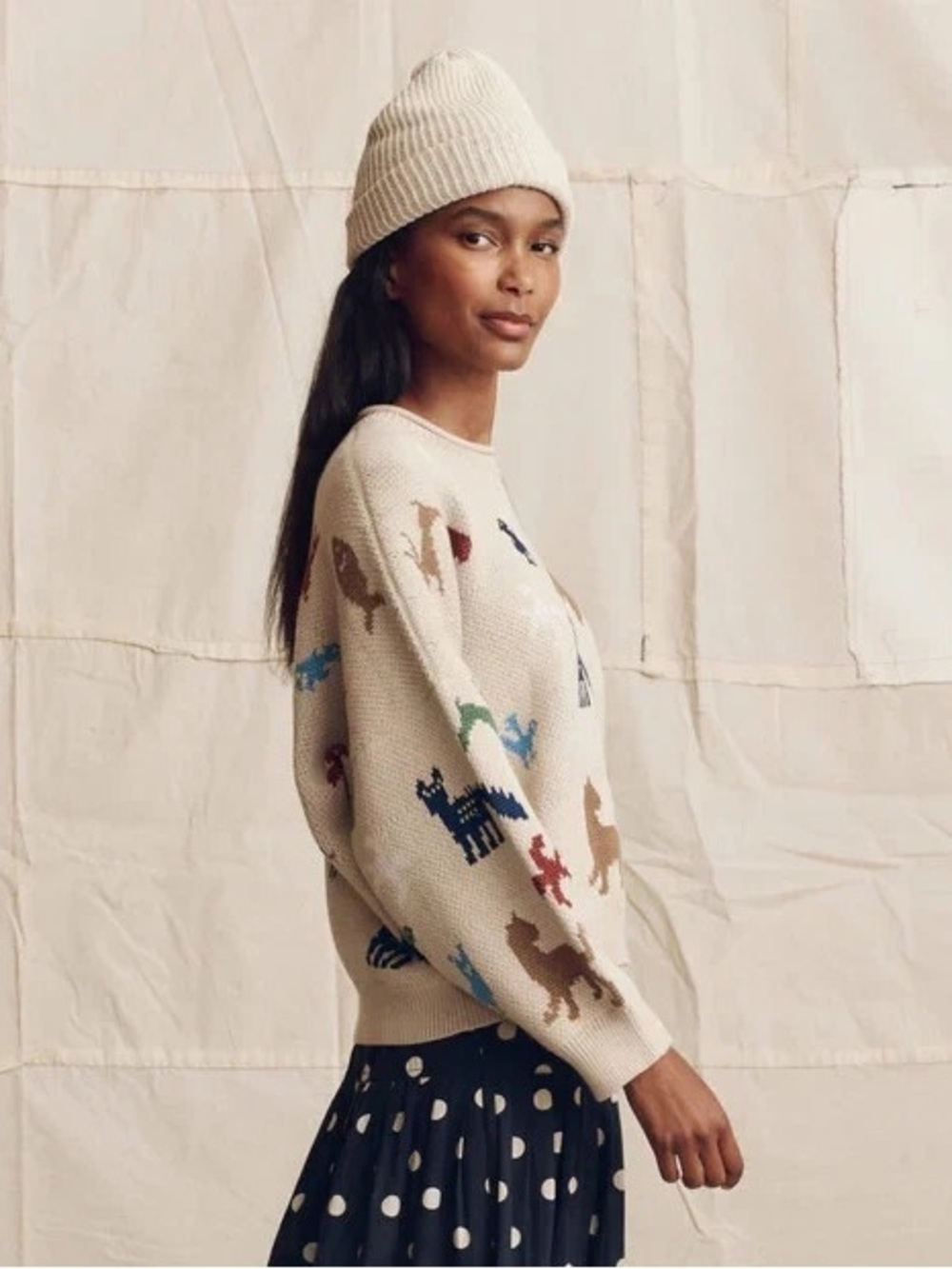 The Great. Pictograph Roll Neck Pullover Sweater Cream NWT Size 2 $395. - Picture 4 of 9